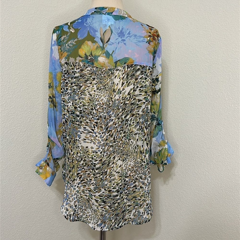 Gorgeous Fig & Flower Fall Autumn Floral Button-Up Blouse Size M Medium 8 10 - Picture 2 of 3